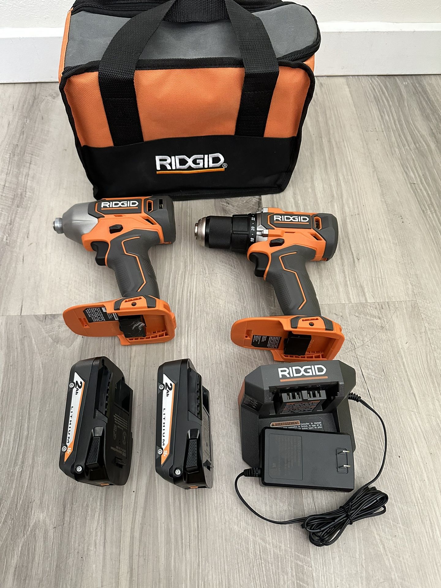 RIDGID 18V Cordless 2-Tool Combo Kit with Drill/Driver, Impact Driver, (2) 2.0 Ah Batteries, and Charger