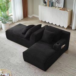 ❤️‍🔥 Oversized Double Chaise Lounge Indoor with Cup Holders (black or green)