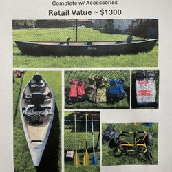 14 Foot Canoe with 3 Life Jackets, 3 oars and Car  Kit 