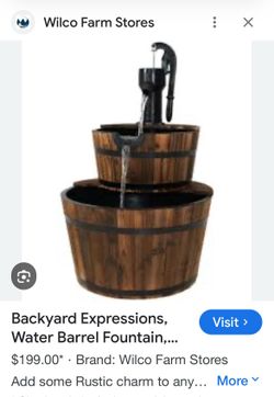 Backyard Expressions 37” Rustic Water Barrel Fountain – New in Box - $100