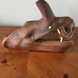 Hand carved driftwood woodworking wooden sculpture statue art deco