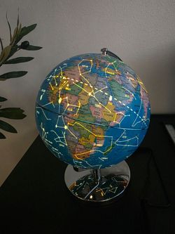 Light Up World Globe w/ Constellations – Modern Chrome Base