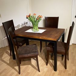 Room And Board Parsons Dining Walnut Steel Table & 4 Baronet Of Canada Chairs