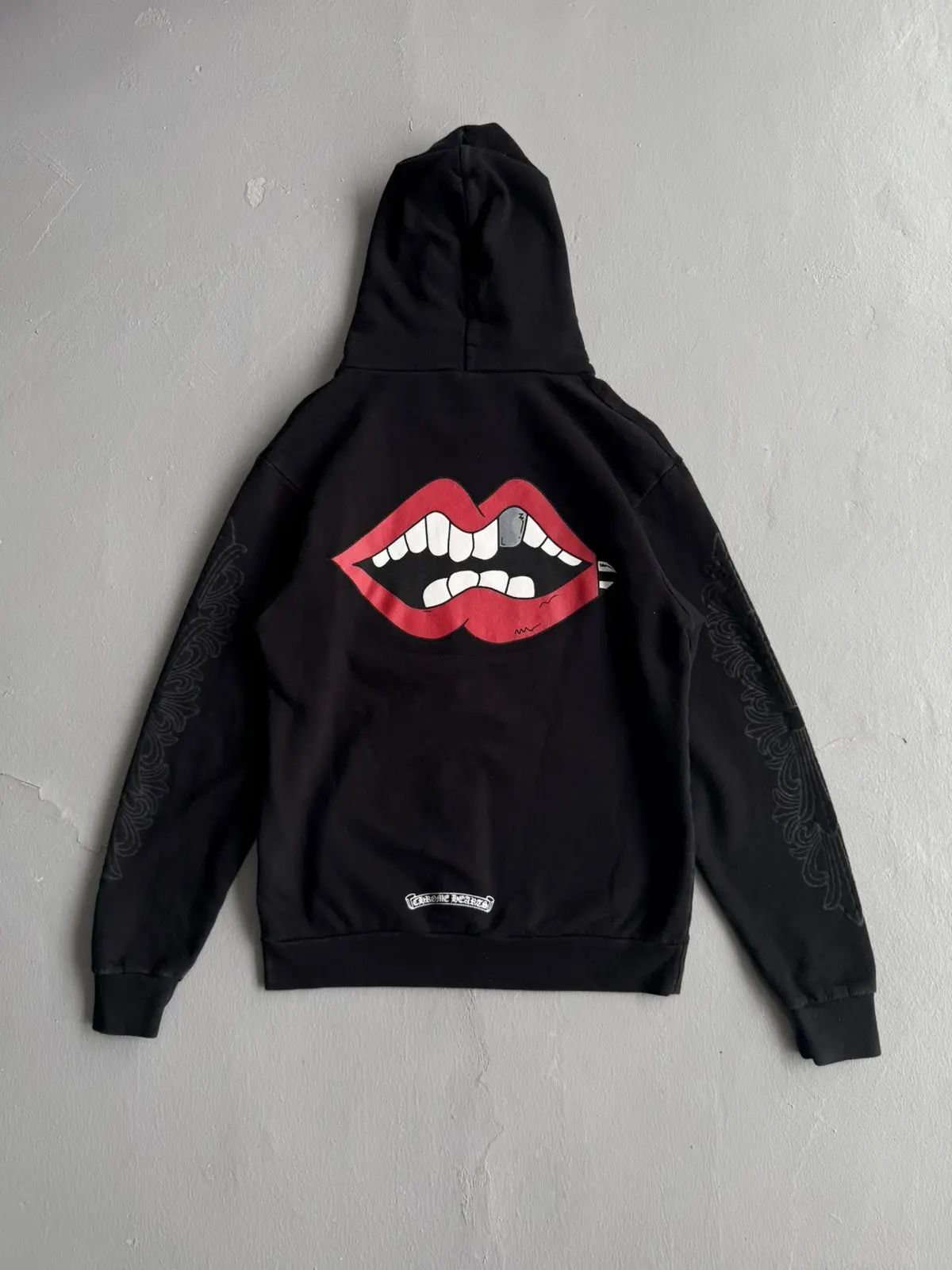 Chrome Matty Hearts Hoodie Black Red Lips Pullover Denim Hooded Jacket Tears S, M, L, XL Coat