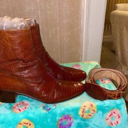 Mens Mauri Lizard Carmel Boots SZ 11.5 & Lizard Belt SZ 36  display picture 3