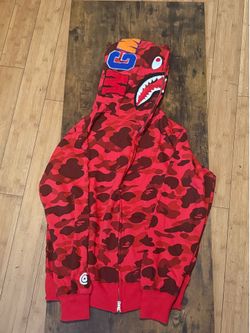 Bape red camo zip up new size large