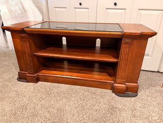Wood TV Stand with Glass Top