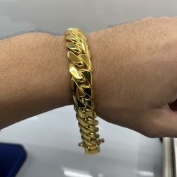16 MM ‼️🔥 MIAMI CUBAN LINK BRACELET🏆🏅GOLD OVER SILVER 8.5”
