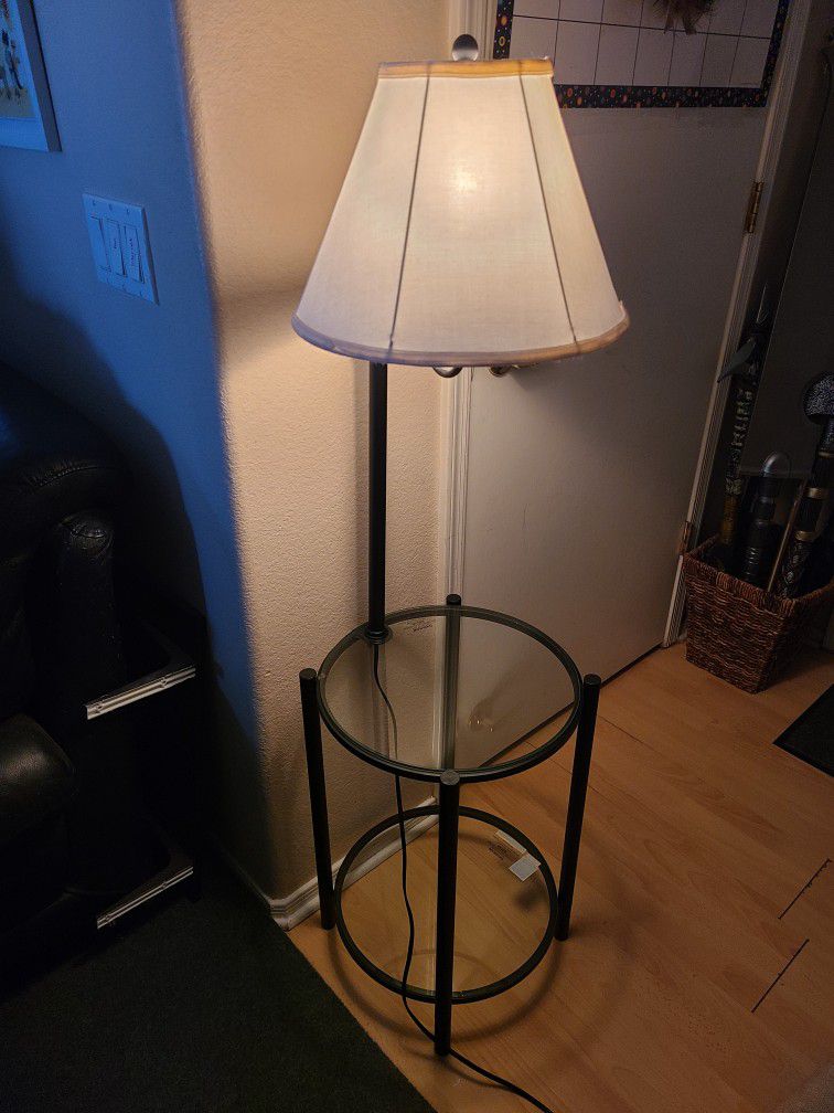 Glass End Table Floor Lamp
