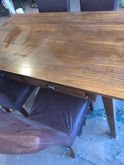 Really Nice Wooden & Leather Dining Room Set Mid-Century