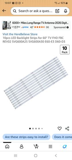10-Pack LED Backlight Strips for 60" TV