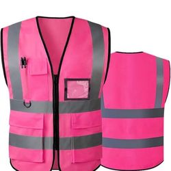 💕Tydon Guardian Reflective Safety Vest for Women  orb Men High Visibility Security with Pockets Zipper Front Meets ANSI/ISEA Standards Size Large 💕