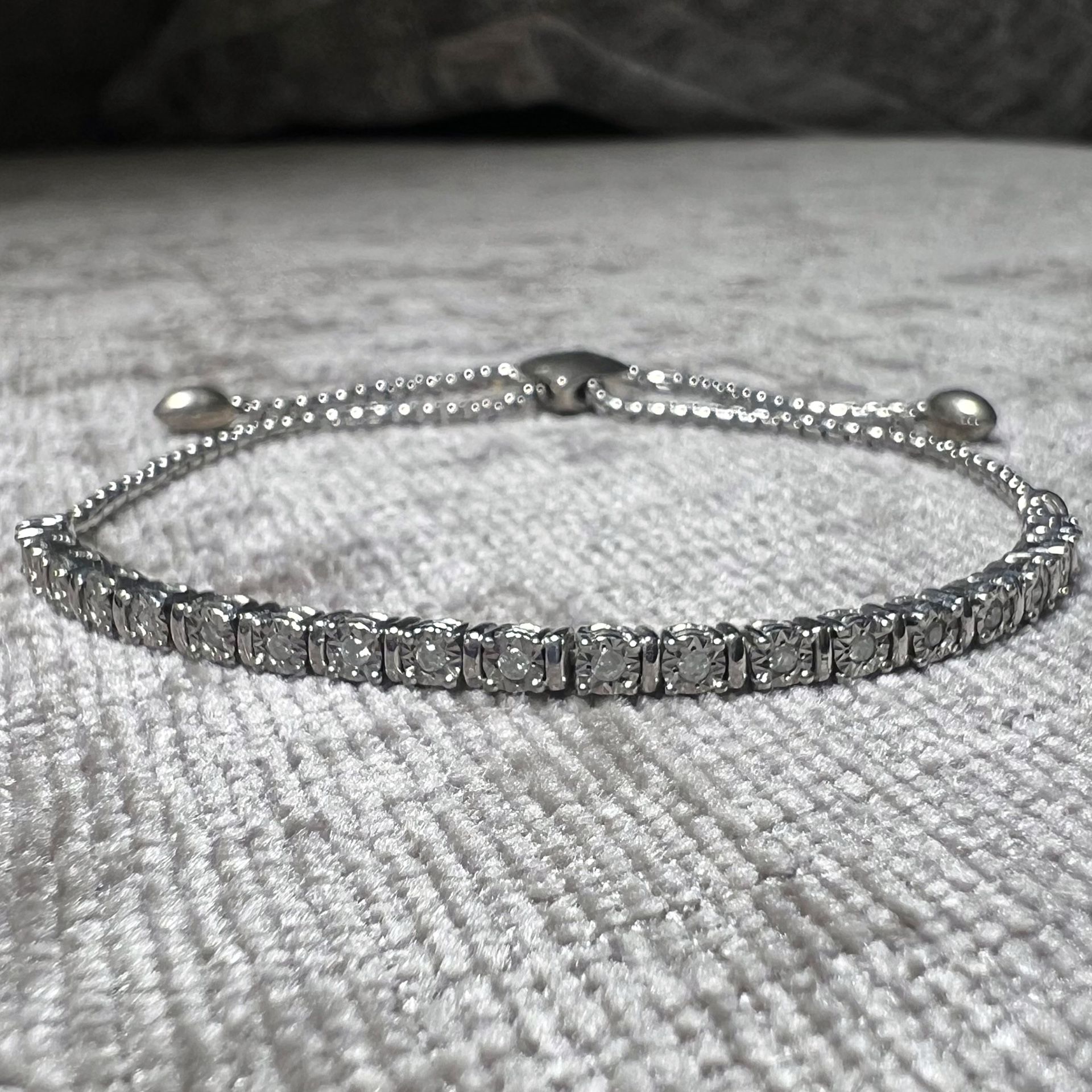 Sterling Silver 19 Jewel Women’s Adjustable Bolo Tennis Bracelet