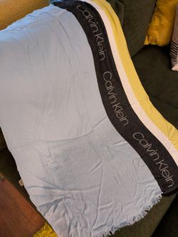 Calvin Klein Light Blue Logo Wrap 66 x 25.5 Frayed Edges