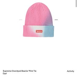 BNWT Supreme Overdyed Beanie 'Pink Tie’