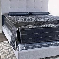 Brand New King Size Gray Linen Bed Frame With New Mattress/Fast Delivery 