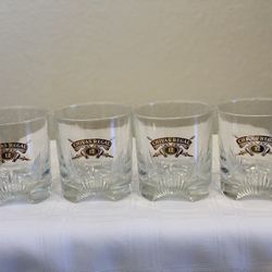 Set of 4 ~ Vintage Chivas Regal 12 Whiskey Glasses Tumblers Gold Graphics ~ Rocks Glasses Barware