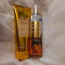 Bath & Body Works 2PC SET Wrapped In Sunshine Mist & Body Cream 