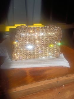 Gold Rhinestone Crystal Clutch Evening Bag