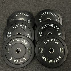Bumper Plate Weight Set 45/25/10🔹LYNX Fitness🔹Home Gym Weights