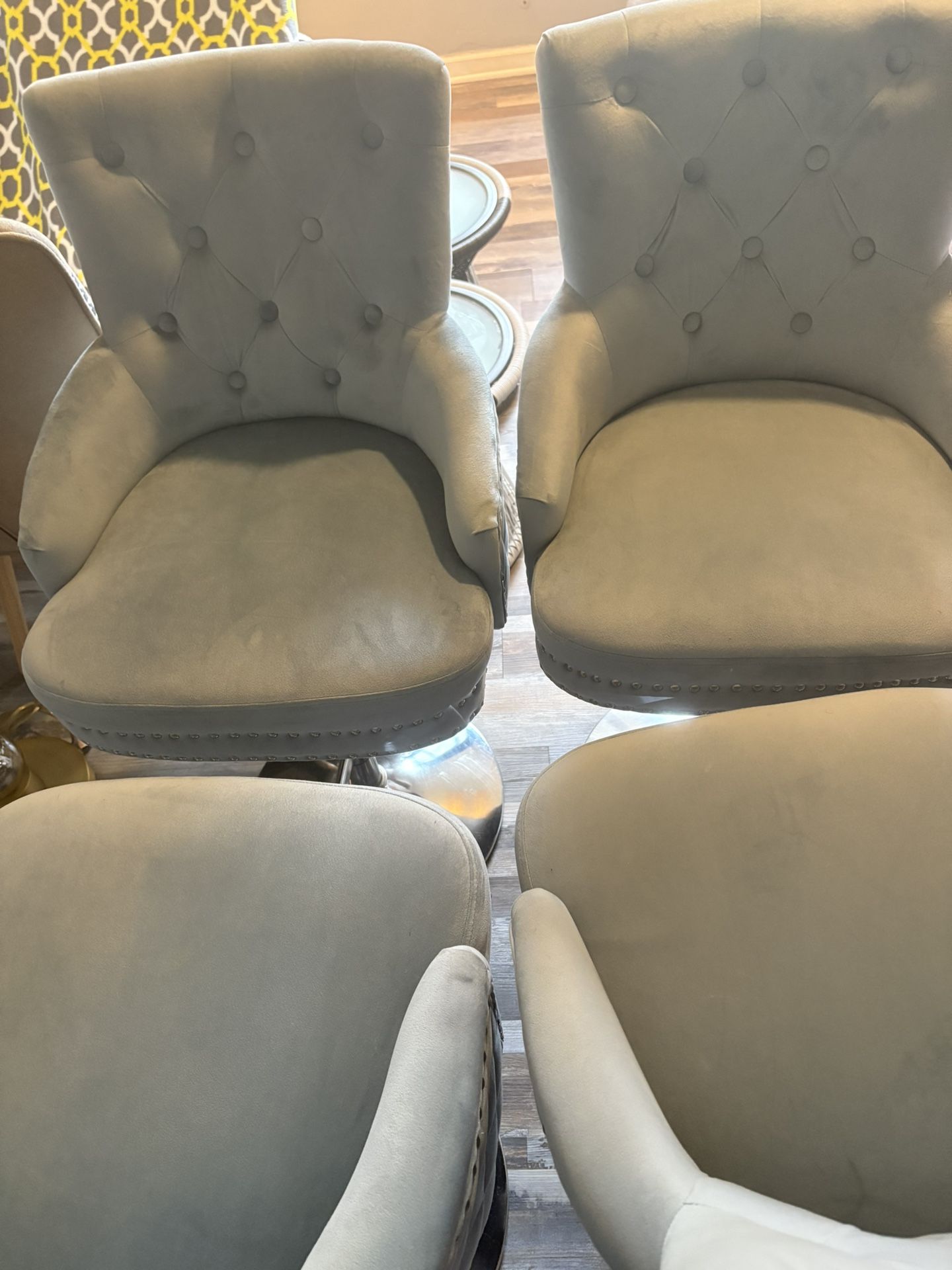 4 Swivel Table Chairs / Greyish Blue / 150.00 Pick Up Only