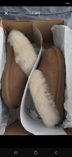 UGG Chestnut Suede Shearling Slippers size 1