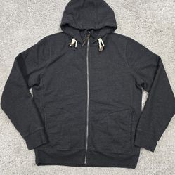 Flint And Tinder Sweater Mens M Black Hooded Camp Fleece Full Zip Heavy Outdoors
