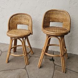 Set Of 2 Wicker Stools
