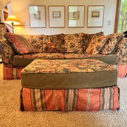 Farmhouse Style Couch, Ottoman, & Loveseat 