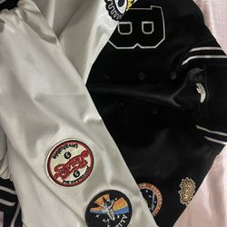 Cropped Bomber Lettermen Jacket 