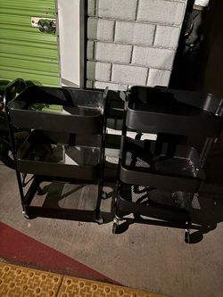 Black 3-Tier Rolling Storage Carts