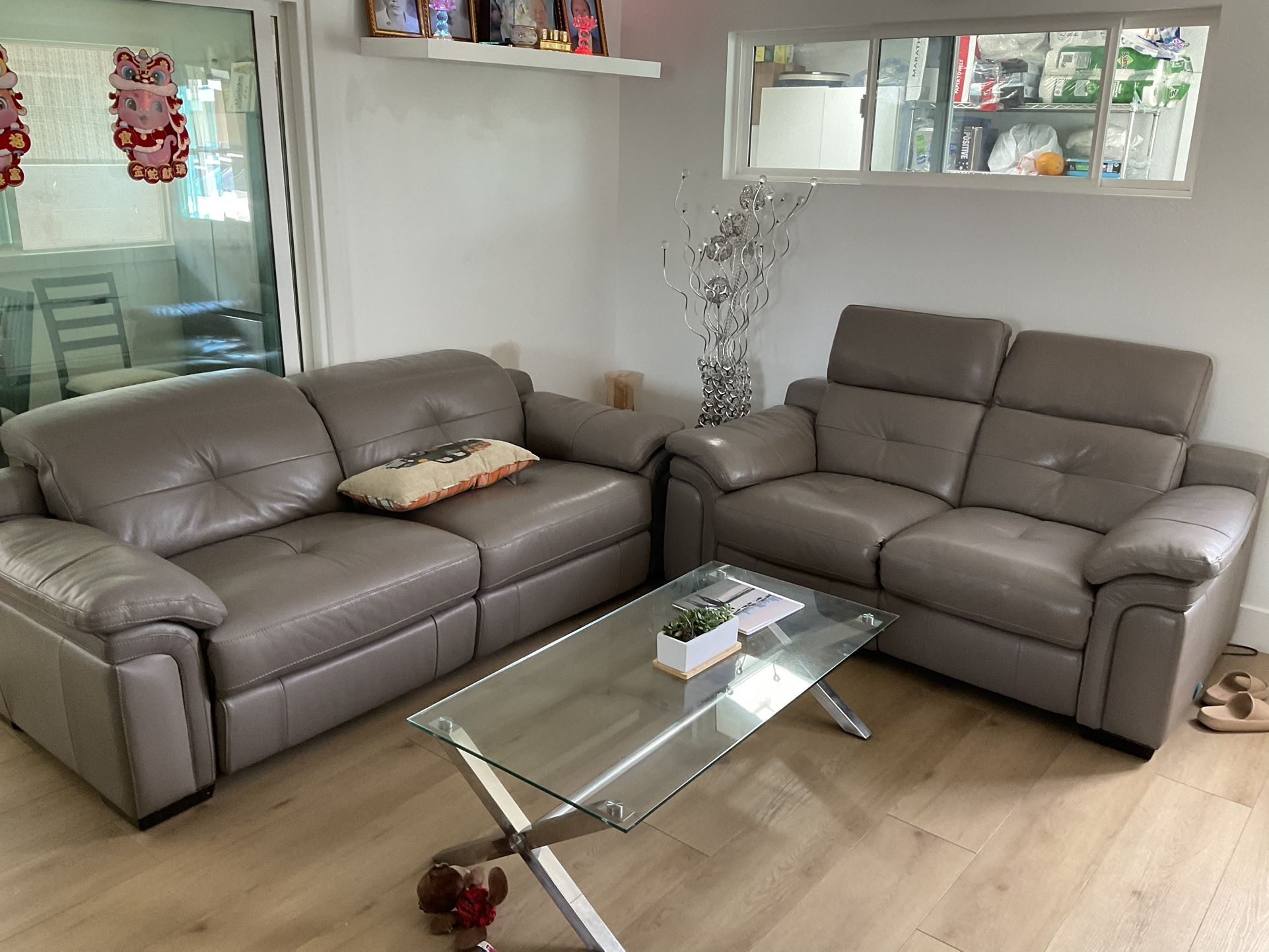 Real Leather Sofa Set