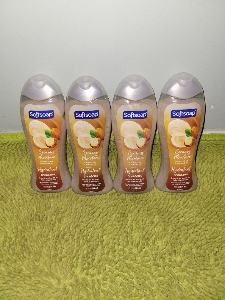 4 Softsoap Bodywash 20oz Creamy Moisture Buttery Shea & Almond Oil