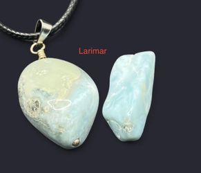 Larimar Genuine Stone Handmade Pendant Necklace & Stone Set