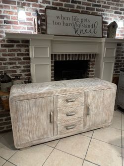 Unique Refinished Vintage Boho / Coastal Style Pencil Reed Buffet / Media Console / Sideboard / Entryway Piece / Server