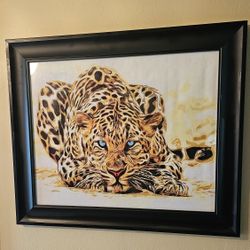 Cheetah Leopard Diamond Handmade Oil Painting. Painted by Leon Carrington
