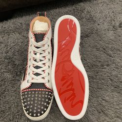 Christian Louboutin Mens Lou Spikes Orlato Flat Black High Top