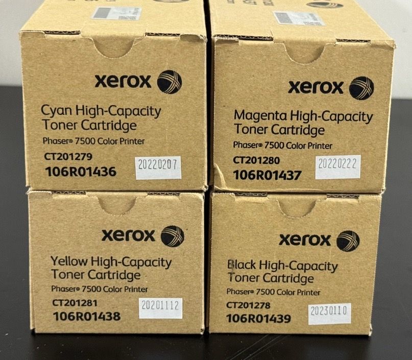 Xerox Phaser 7500 Cyan, Magenta, Yellow and Black toners