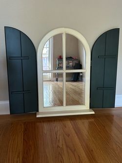 Windowpane Mirror w/ Hinged Shutters
