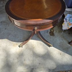 Vintage Solid Wood Drum Table