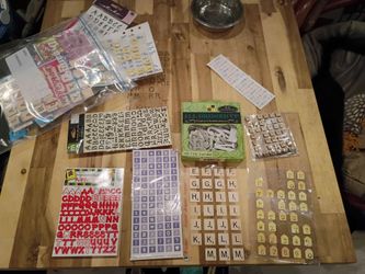 Mixed Alphabet Letter Stickers and Embellishments Lot