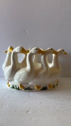 Ceramic Goose Figurine Bowl