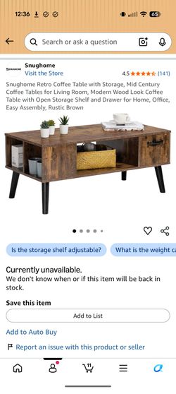Retro Coffee Table with Storage, Mid Century Coffee Tables for Living Room, Modern Wood Look Coffee Table with Open Storage Shelf and Drawer for Home,