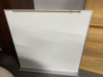4’ x 4’ magnetic white board work tack strip and open holding tray
