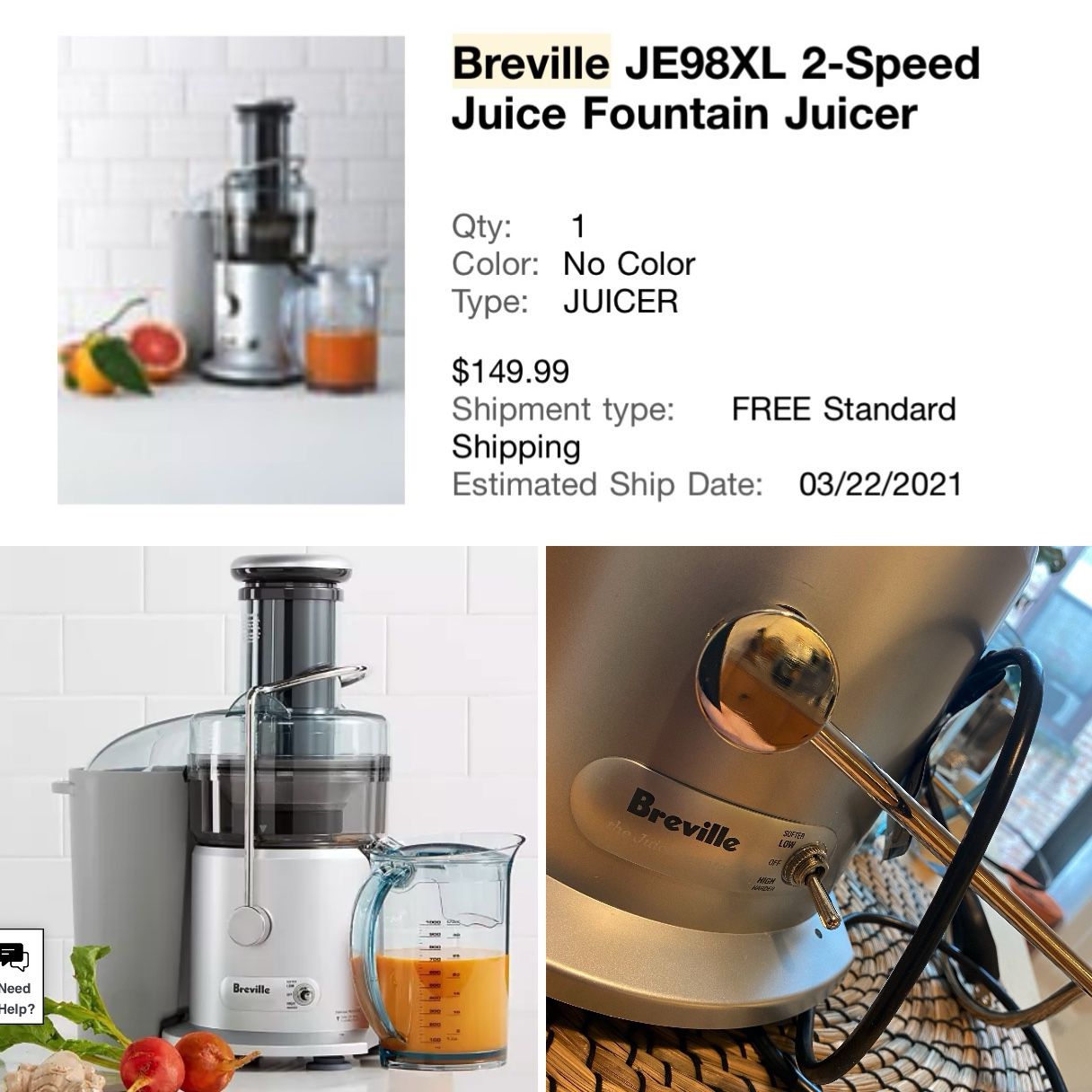 Breville 2-Speed Juice Fountain Juicer