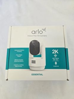 Arlo Essential Indoor Pan Tilt Security Camera 2K (2025 Release) - Wired Plug-in Power
