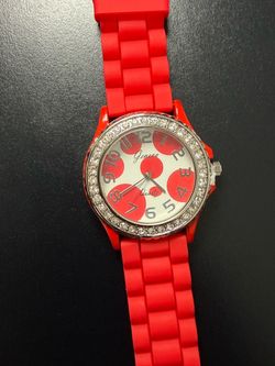 Geneva Quartz Watch Red Silicone Band