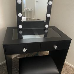 💥AMAZING Black Makeup Vanity w/Lights and USB and Stool 👍FREE FINANCING AVAILABLE❗NO CREDIT CHECK❗ 