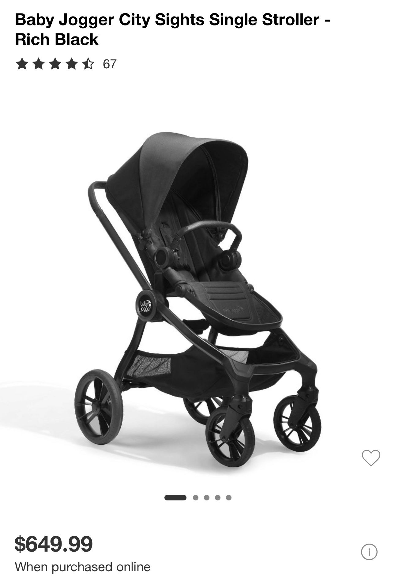 Baby Jogger City Sights Single Stroller - Rich Black