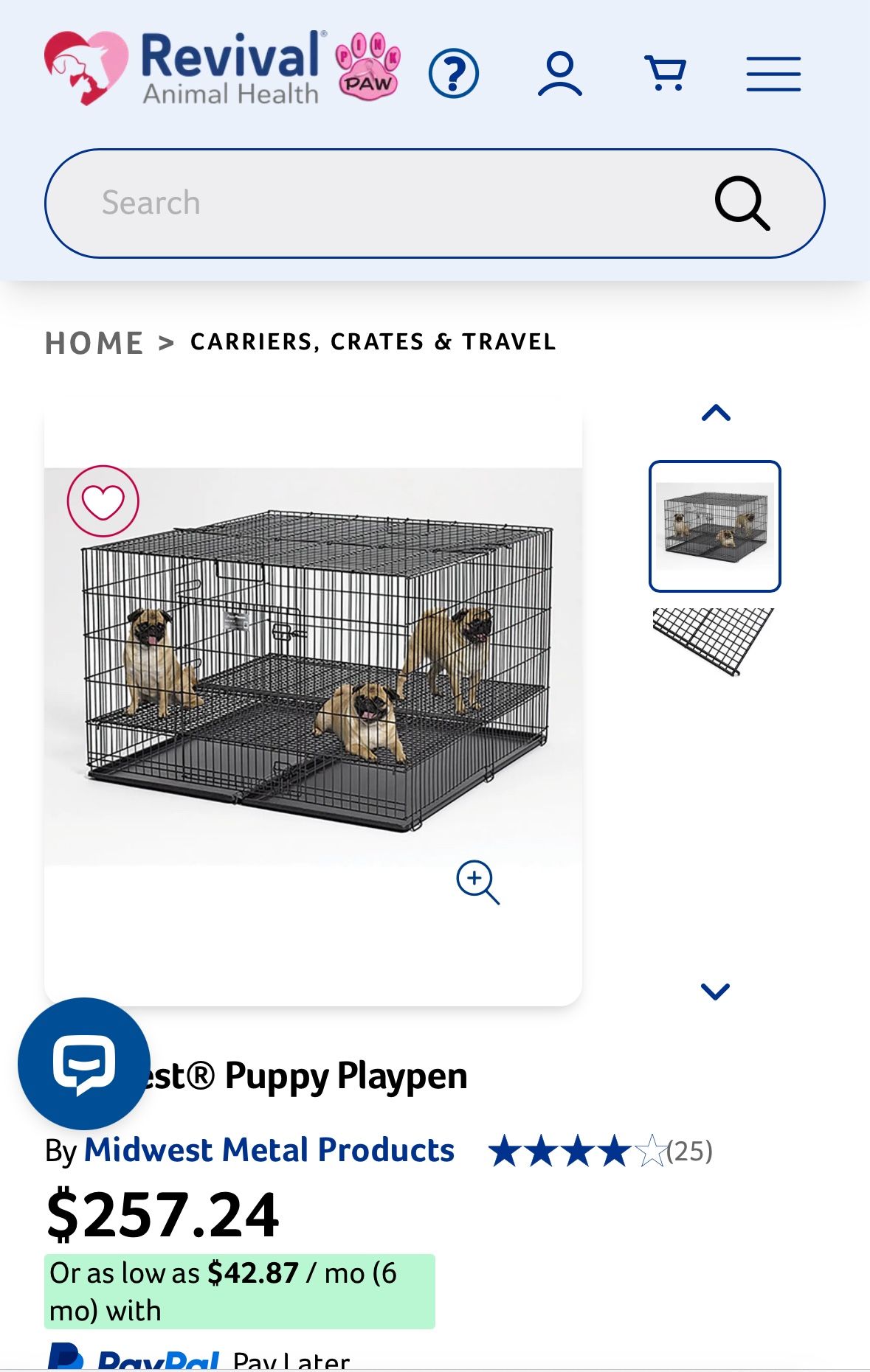 Used Puppy Playpen DropCage Adjustable Height 48”x48”